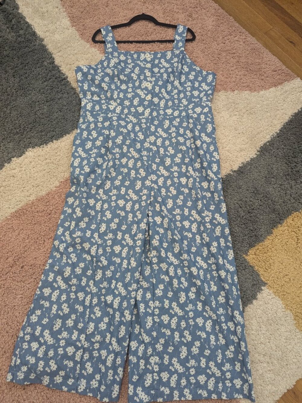 ModCloth Blue Floral Wide Leg Jumpsuit 1X NWOT Cottagecore